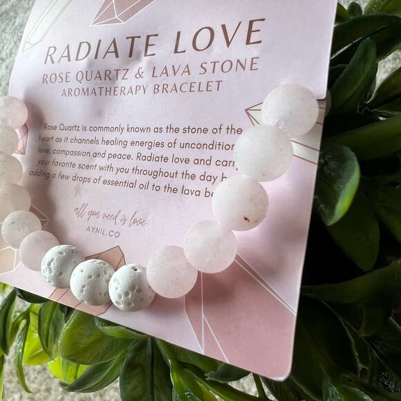 NEW AYNIL Radiate Love Rose Quartz Stone Aromatherapy Diffuser Bracelet - Picture 5 of 10